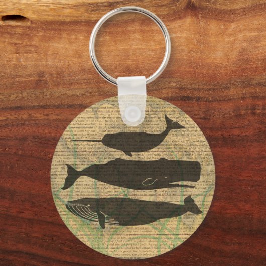 Antiek Zee op walvis Sleutelhanger (Voorkant)
