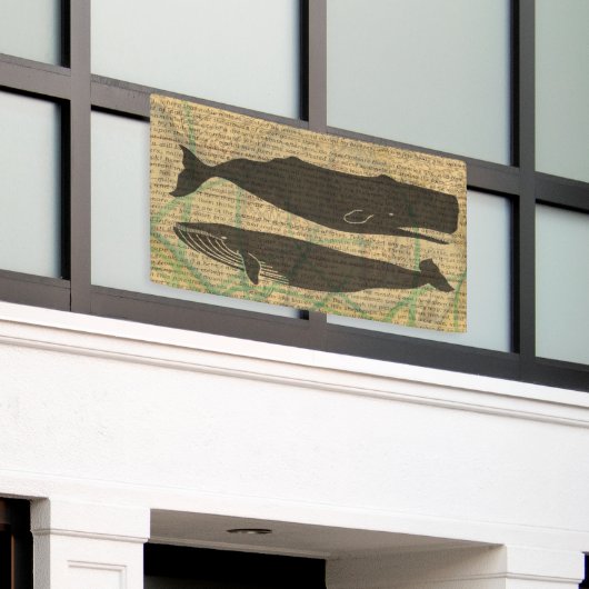 Antiek Zee op walvis Spandoek (Buitenkant Gebouw)