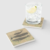 Antiek Zee op walvis Stenen Onderzetter (Zijkant)