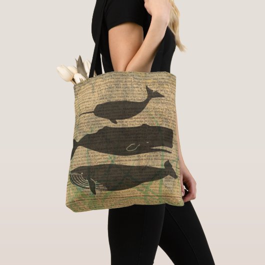 Antiek Zee op walvis Tote Bag (Dichtbij)