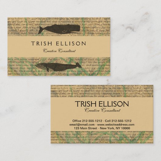 Antiek Zee op walvis Visitekaartje (Voorkant / Achterkant)