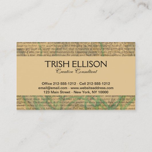 Antiek Zee op walvis Visitekaartje (Achterkant)