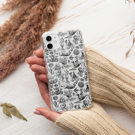 Antiek Zeedieren Patroon Zwart Wit Case-Mate iPhone Case