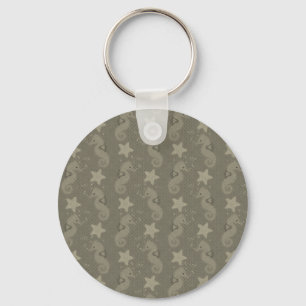 Antiek Zeepaardje En Stervis Patroon Sleutelhanger