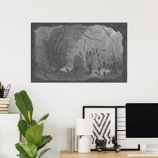 Antiek zeepaardjes in aquarium poster (Thuiskantoor)