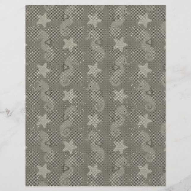 Antiek zeepaardpatroon en staartvis (Voorkant)