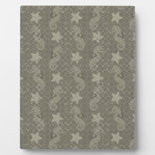 Antiek zeepaardpatroon en staartvis fotoplaat