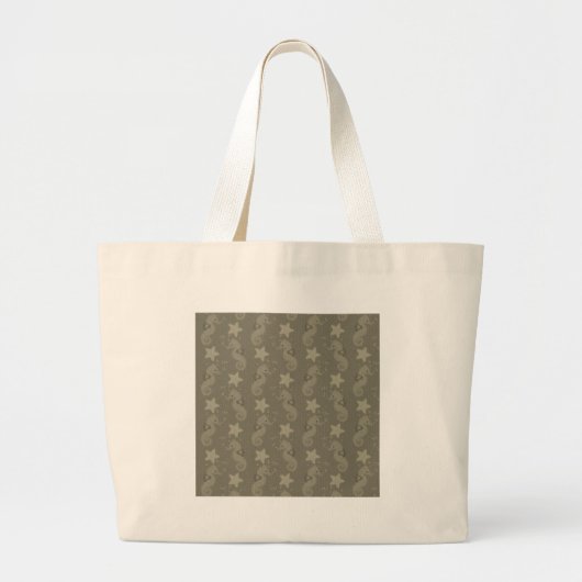 Antiek zeepaardpatroon en staartvis grote tote bag (Voorkant)