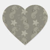 Antiek zeepaardpatroon en staartvis hart sticker (Voorkant)