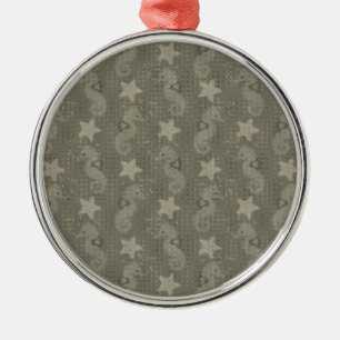 Antiek zeepaardpatroon en staartvis metalen ornament
