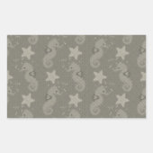 Antiek zeepaardpatroon en staartvis rechthoekige sticker (Voorkant)