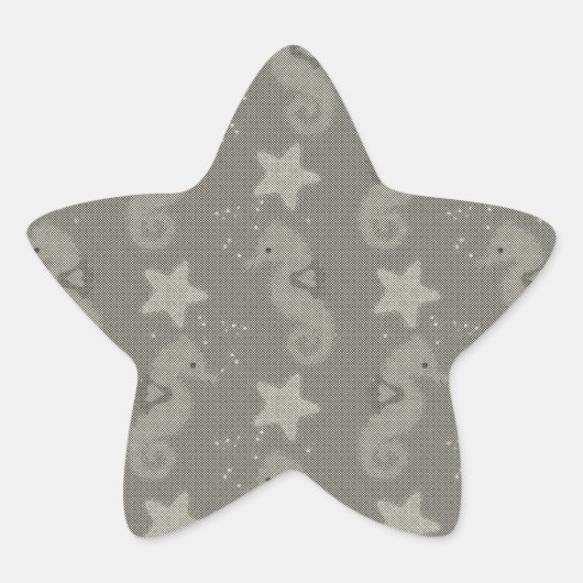 Antiek zeepaardpatroon en staartvis ster sticker (Voorkant)