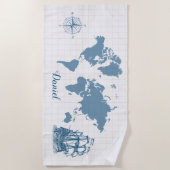 Antiek zeilboot met naam strandlaken (Voorkant)