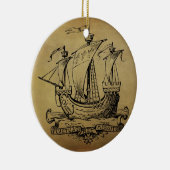 Antiek zeilschip keramisch ornament (Rechts)
