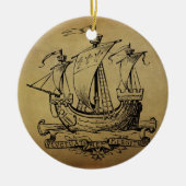Antiek zeilschip keramisch ornament (Voorkant)