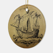 Antiek zeilschip keramisch ornament (Links)