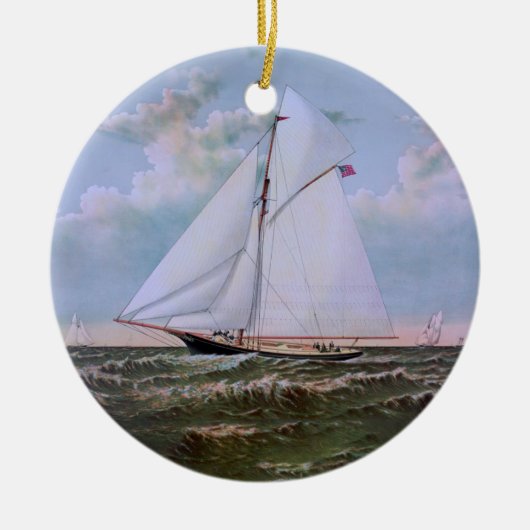 Antiek zeilschip keramisch ornament (Voorkant)