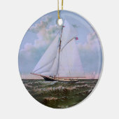 Antiek zeilschip keramisch ornament (Links)