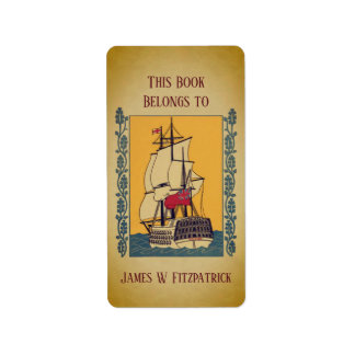 Antiek Zeilschip Maatwerk Ex-Libris Etiket