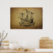 Antiek zeilschip poster (Keuken)