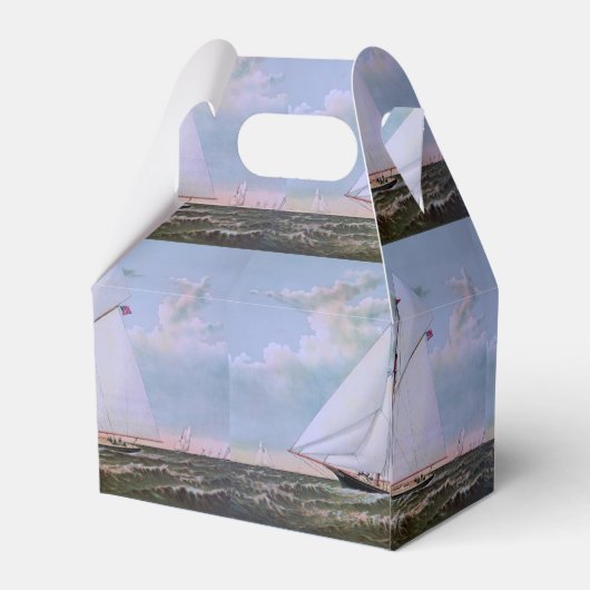 Antiek zeilschip sloep jacht zeilboot oceaan bedankdoosjes (Achterkant)