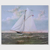 Antiek zeilschip sloep jacht zeilboot oceaan cadeaupapier (Vlak)