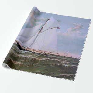 Antiek zeilschip sloep jacht zeilboot oceaan cadeaupapier