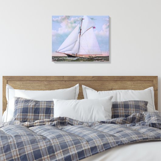 Antiek zeilschip sloep jacht zeilboot oceaan canvas afdruk (Insitu (Slaapkamer))