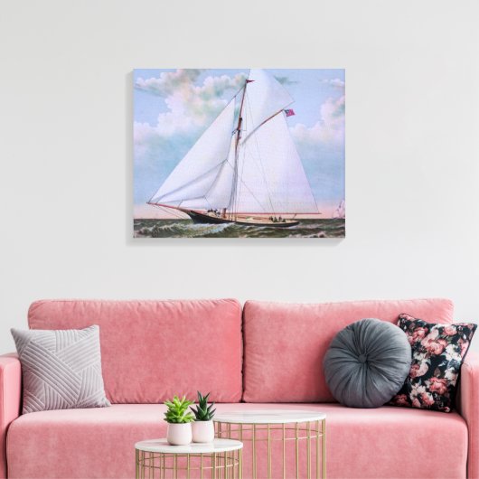 Antiek zeilschip sloep jacht zeilboot oceaan canvas afdruk (Insitu (Woonkamer))