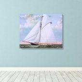 Antiek zeilschip sloep jacht zeilboot oceaan canvas afdruk (Insitu (Houten vloer))