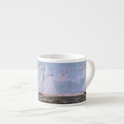 Antiek zeilschip sloep jacht zeilboot oceaan espresso kop (Voorkant rechts)