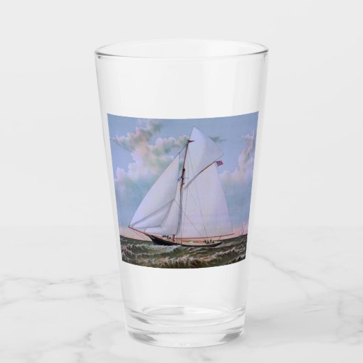 Antiek zeilschip sloep jacht zeilboot oceaan glas (Voorkant)