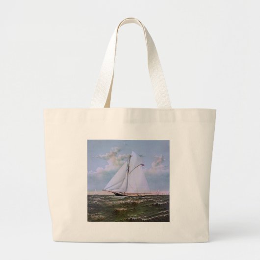 Antiek zeilschip sloep jacht zeilboot oceaan grote tote bag (Voorkant)