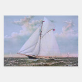 Antiek zeilschip sloep jacht zeilboot oceaan inpakpapier vel (Voorkant)