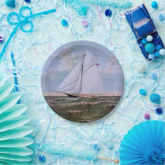 Antiek zeilschip sloep jacht zeilboot oceaan papieren bordje (Feest)