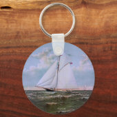 Antiek zeilschip sloep jacht zeilboot oceaan sleutelhanger (Voorkant)