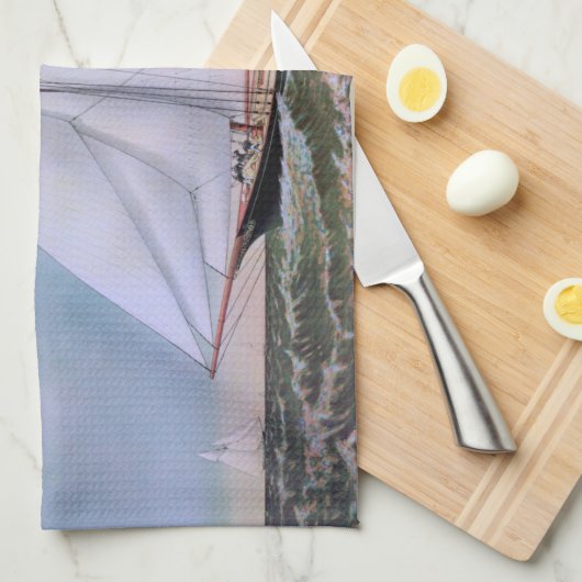 Antiek zeilschip sloep jacht zeilboot oceaan theedoek (Quarter Fold)