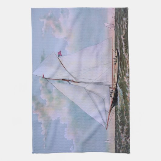 Antiek zeilschip sloep jacht zeilboot oceaan theedoek (Verticaal)