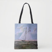 Antiek zeilschip sloep jacht zeilboot oceaan tote bag (Voorkant)