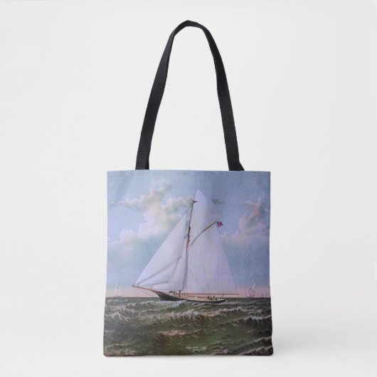 Antiek zeilschip sloep jacht zeilboot oceaan tote bag (Voorkant)
