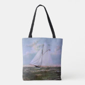 Antiek zeilschip sloep jacht zeilboot oceaan tote bag (Achterkant)