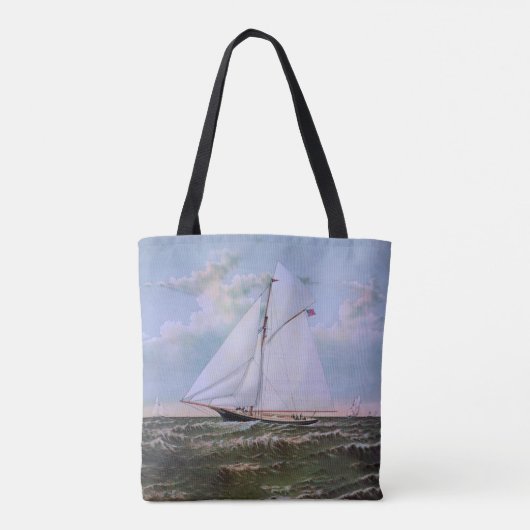 Antiek zeilschip sloep jacht zeilboot oceaan tote bag (Achterkant)