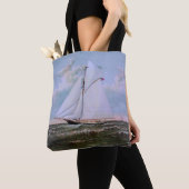 Antiek zeilschip sloep jacht zeilboot oceaan tote bag (Dichtbij)