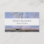 Antiek zeilschip sloep jacht zeilboot oceaan visitekaartje (Voorkant)