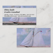 Antiek zeilschip sloep jacht zeilboot oceaan visitekaartje (Voorkant / Achterkant)