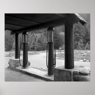 Antiek Zichtbare Benzinepompen Poster