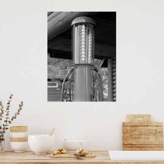 Antiek zichtbare gaspomp poster (Keuken)