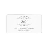 Antiek Zilver Bloei Monogram Adresetiketten Etiket (Voorkant)