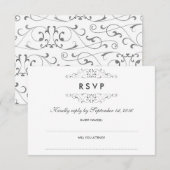 Antiek Zilver Bloeiende Bruiloft RSVP (Voorkant / Achterkant)