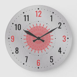 Antiek zilveren metalen decor -  grijs grote klok